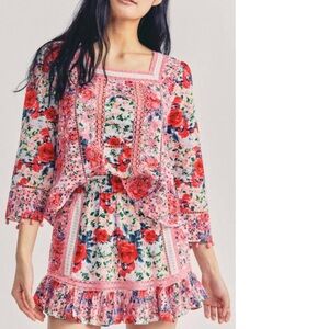 NWT LoveShackFancy Seery blouse in rush of red (women size M)